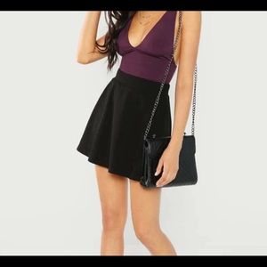 Textured High Rise Skater Skirt